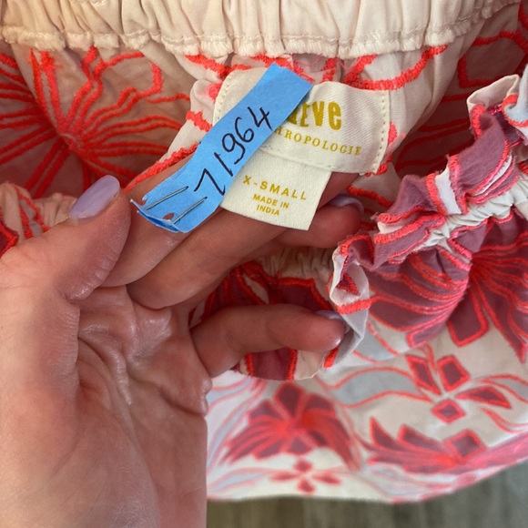 Anthropologie Maeve Embroidered Off-The-Shoulder Blouse Pink - Picture 4 of 5